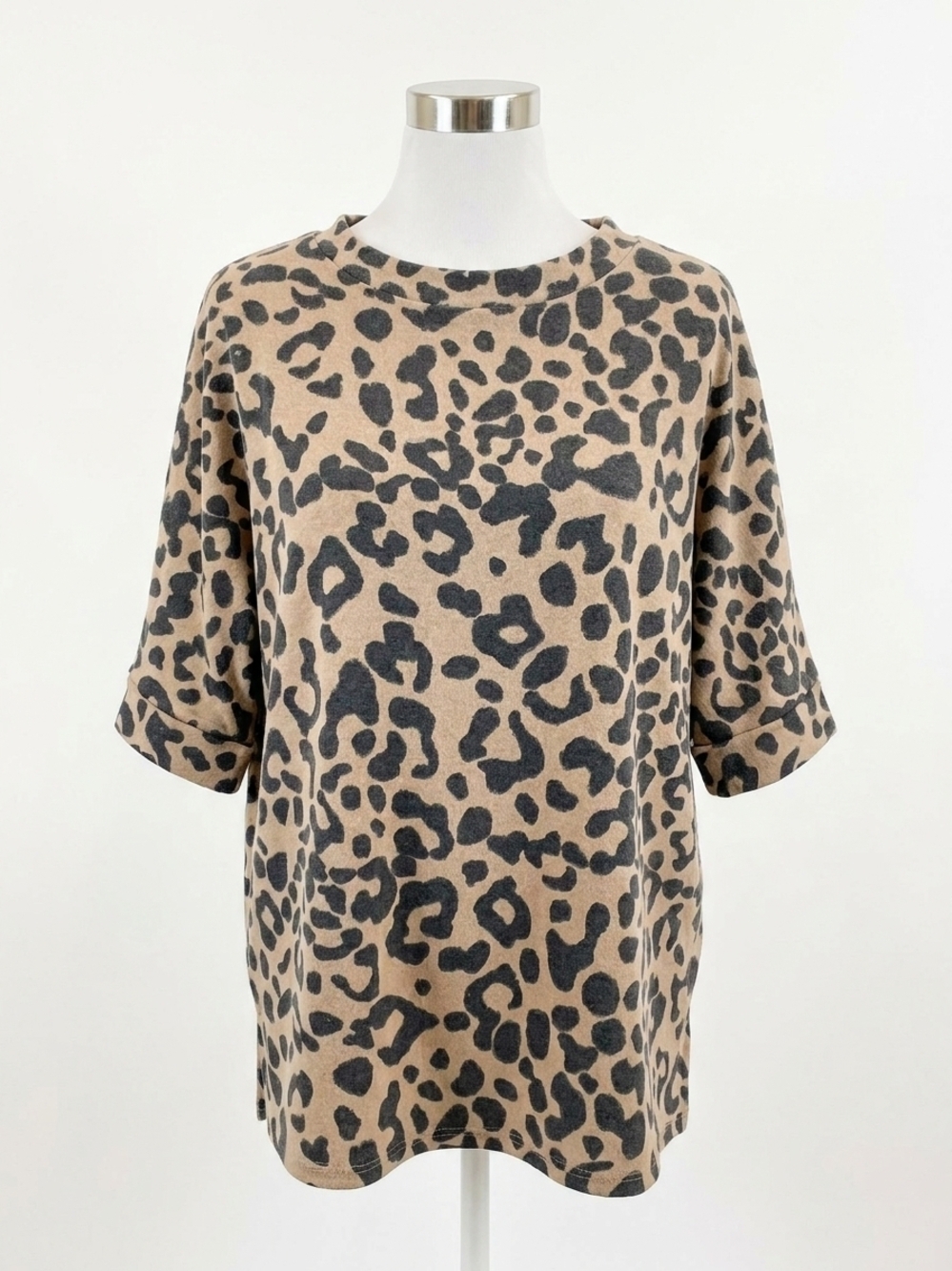 NEW HONEYME leopard cowl neck poncho in brown